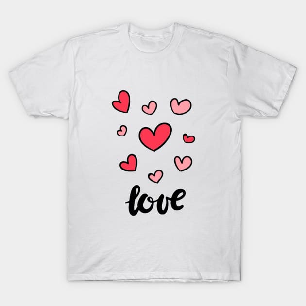 Love hearts T-Shirt by SAN ART STUDIO 